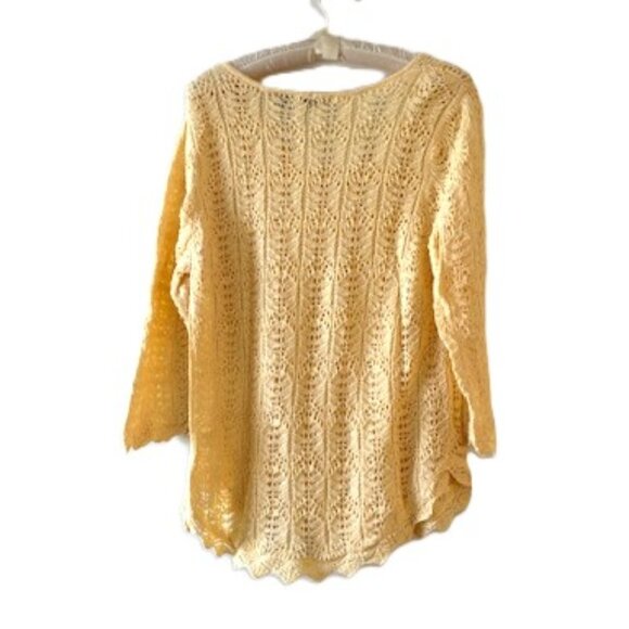 Jeanne Pierre All Cotton Lace Knit Top with Scalloped Hems - Picture 2 of 6